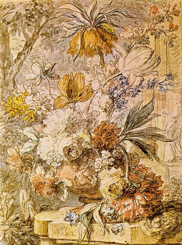 HUYSUM, Jan van Vase with Flowers sg France oil painting art